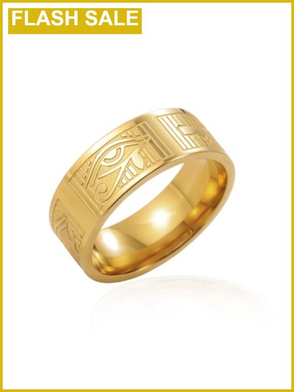 Stainless Steel Ankh Ring Eye of Horus Egyptian Jewelry Statement